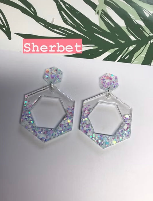 Bejewelled - Handmade Bejewelled Hexagon Earrings
