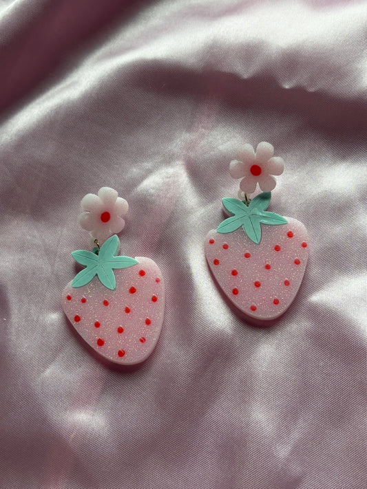 Strawberries & Cream - Handmade Strawberry Earrings