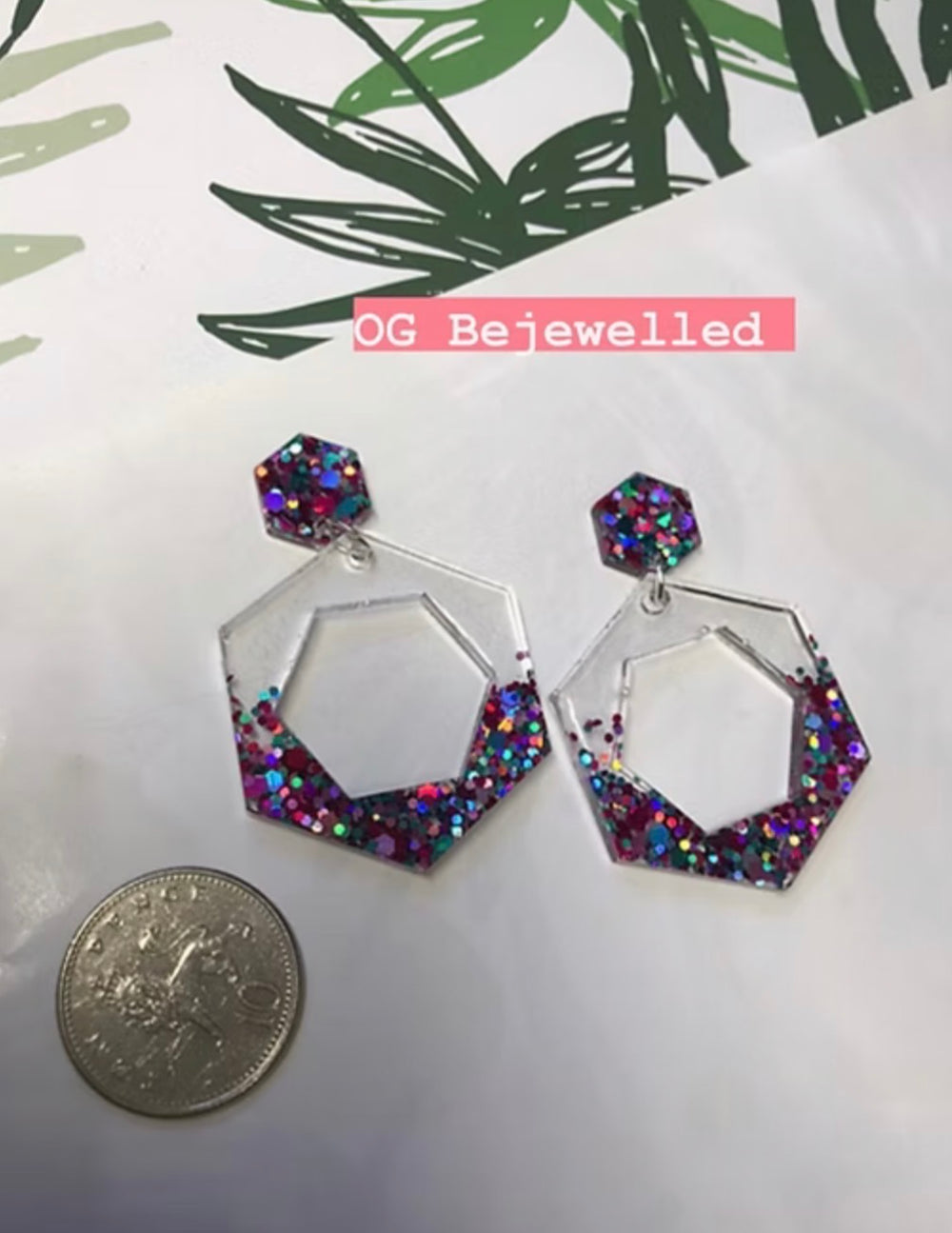 Bejewelled - Handmade Bejewelled Hexagon Earrings