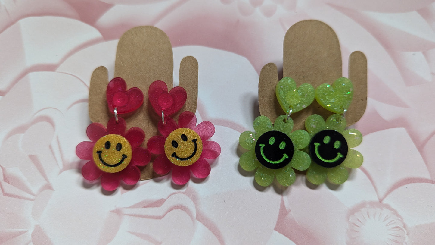 Dopamine Hit - Handmade Smiley Flower Earrings